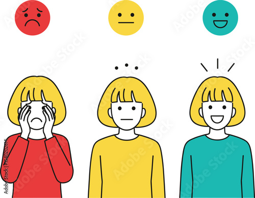 Emotional Scale and User Feedback Illustration - Customer Satisfaction or Mood Tracking Hand drawn style vector design illustrations.