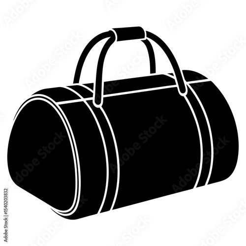 Minimalist gym bag icon – fitness duffel symbol, workout gear storage vector, sports bag design for exercise, training, travel, active lifestyle, personal fitness, and gym essentials illustrations

