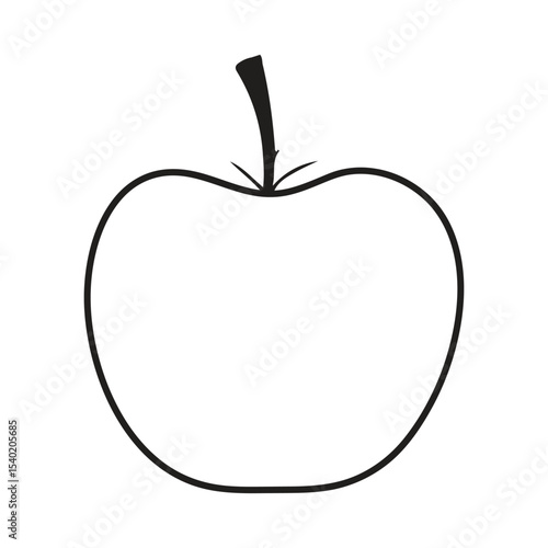Simple Apple Outline Vector | Black and White Apple Clipart for Coloring, Design & Education
