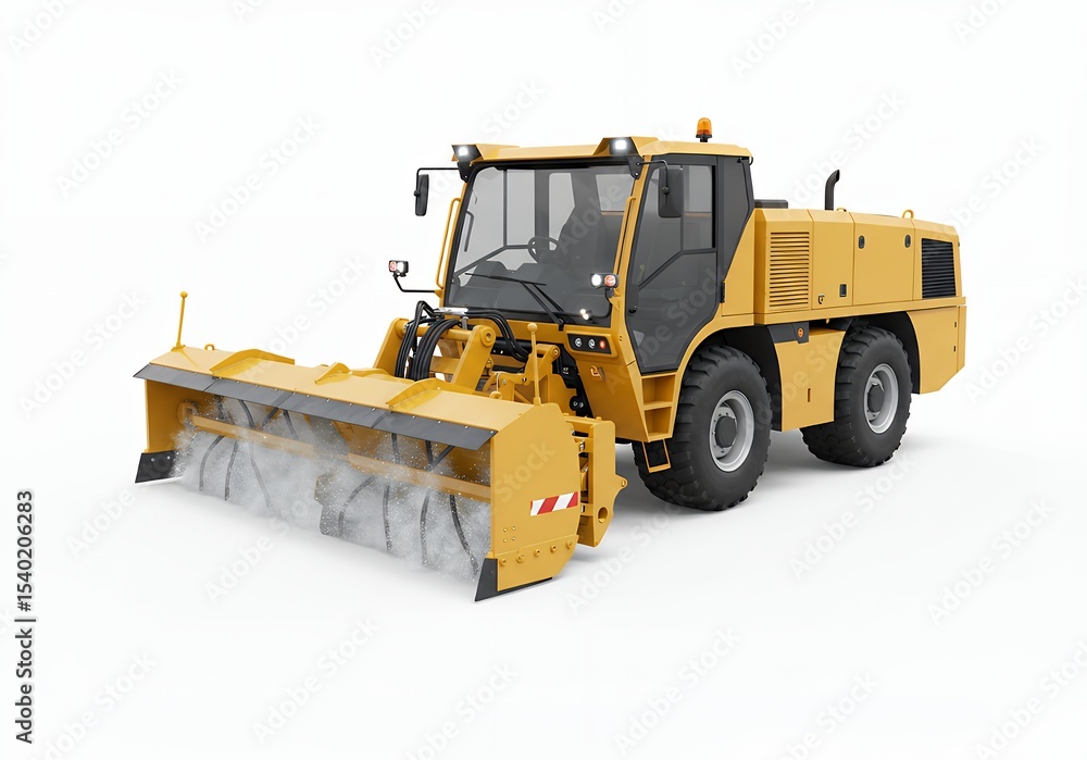 Obraz premium Yellow Airport Snow Removal Vehicle Isolated on White Background in High Angle