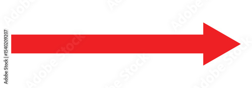 Long arrow. arrow pointing right site. Red horizontal long arrow pointing right. Bold thine long arrow. Vector illustration. 