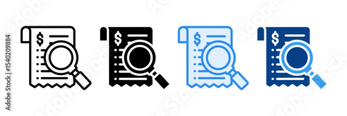 Bill Analysis Icon Set Multiple Style Collection
