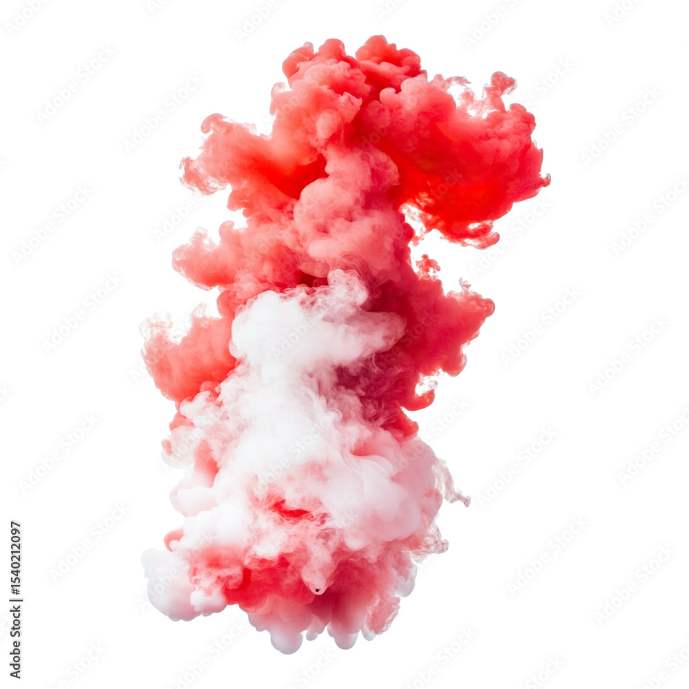 Fototapeta premium Stunning Red and White Ink Cloud Abstract Art Background