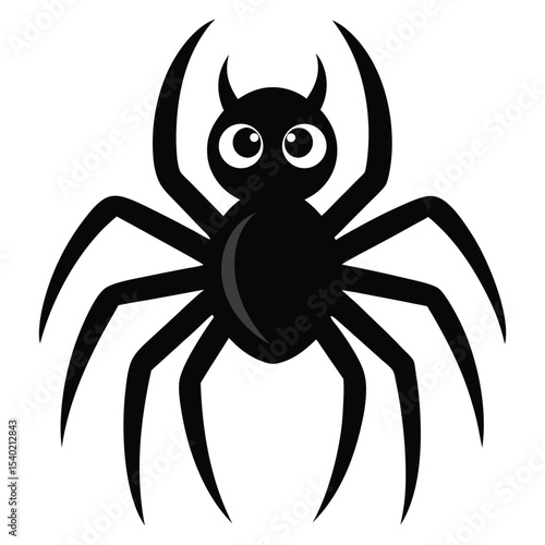 Spider on a Web Vector Illustration with Black Red and Grayscale Elements