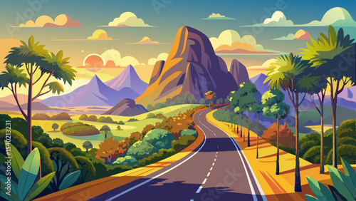Landstrasse zum Mount Coonowrin m Glass House Mountains National Park Very beautiful