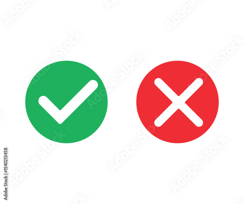 Set check mark and cross. Vector illustartion
