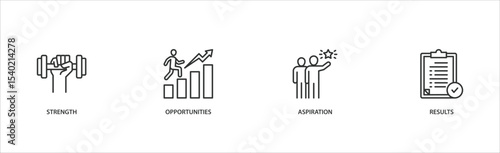 Soar banner web icon vector illustration concept with icon of strength, opportunities, aspiration and results.