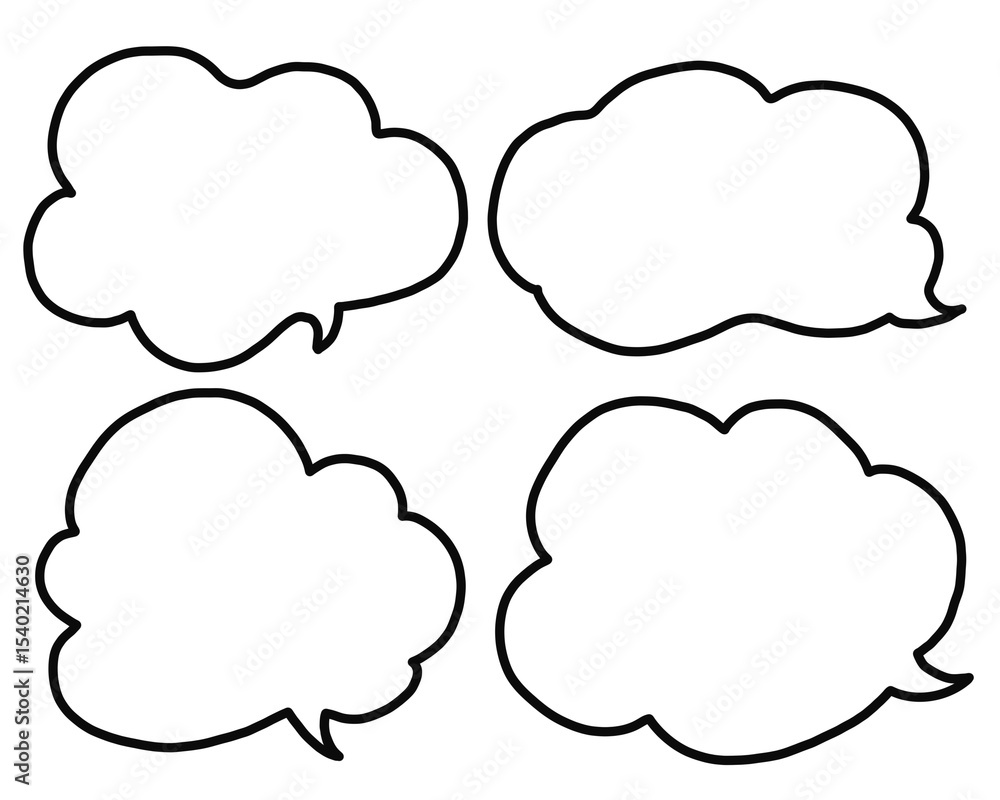 手描きの雲型吹き出しセット 手描きの雲型吹き出しセット
