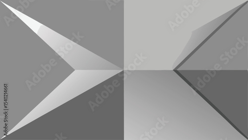 Abstract geometric composition in shades of gray with transparent background for design