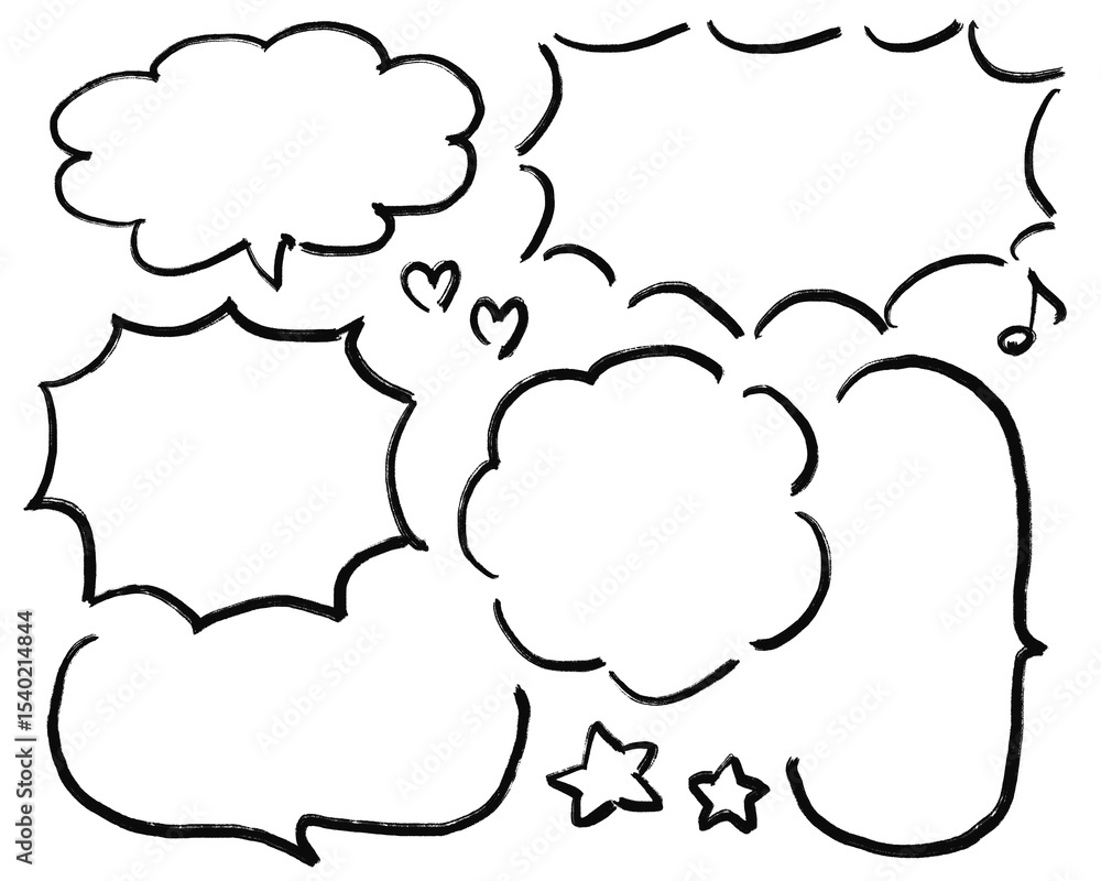 Fototapeta premium 手描きの吹き出しと記号セット