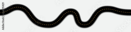 Seamless asphalt top view road race track or highway types in flat vector style isolated on white backdrop. Map winding curves and horizontal path line for transportation concept or mockup infographic