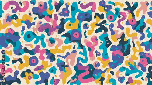 Colorful liquid shapes flow across abstract organic background design painting