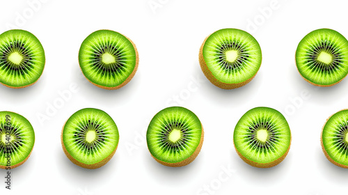 Isolated on a white background is a fresh kiwi fruit slice.view from above. Lay flat