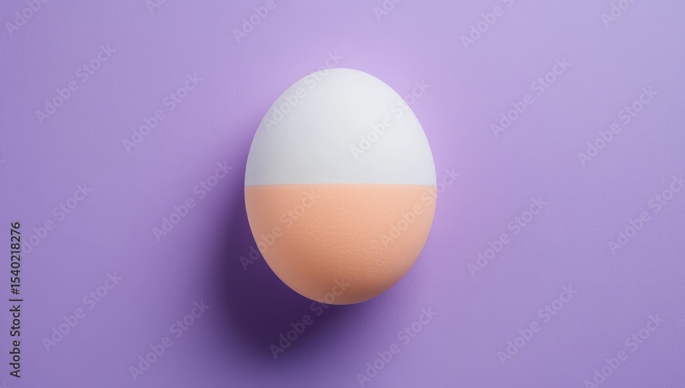 Fototapeta premium Half-painted egg, light purple background