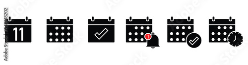 Callendar icon. Calendar planner icon collection. Reminder organizer event signs. Calendar notification icon. Business plan schedule. Stock vector