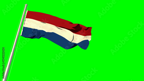 Fotografie Waving glorious flag of Netherlands on chroma key screen, isolated - object 3D r