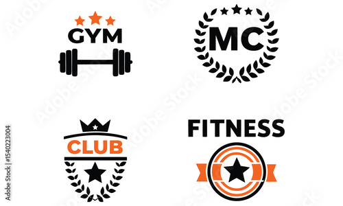 Fitness gym club logos collection isolated on white background