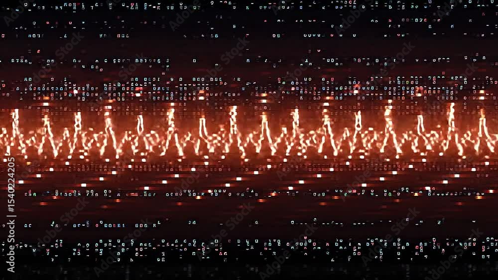 A wall display of music-driven binary patterns pulsing and shifting to match tempo changes