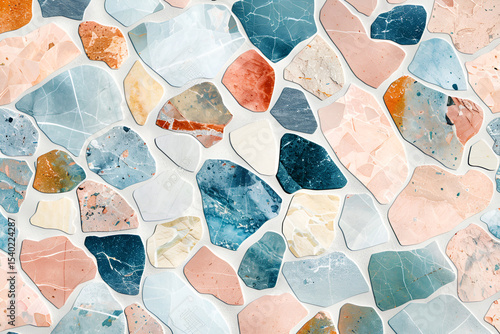 Irregular stone mosaic pastel colors wall texture