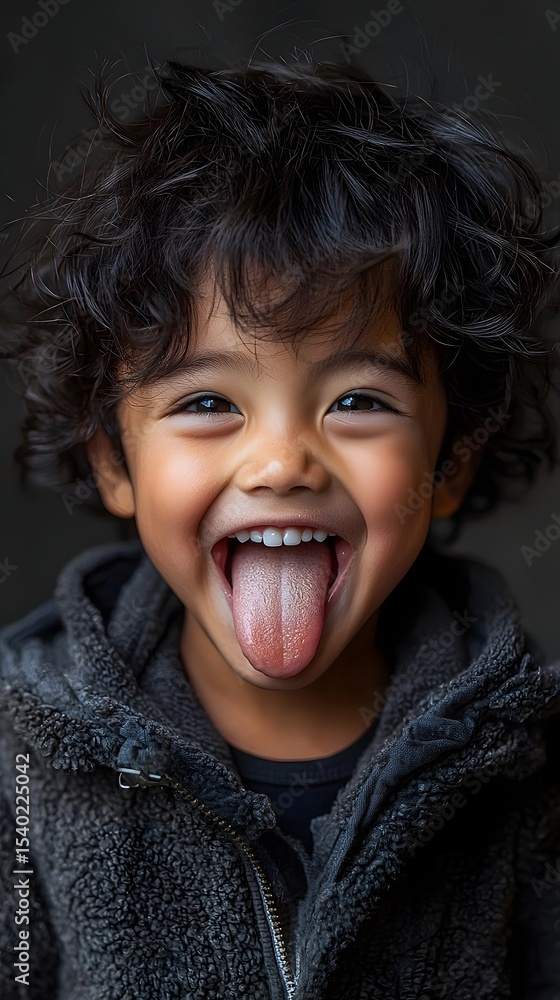 Joyful Asian child making a funny face Joyful Asian child making a funny face