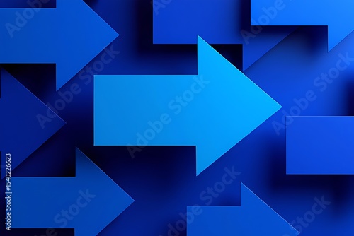Blue arrows background direction concept leadership forward movement strategy and navigation abstract art