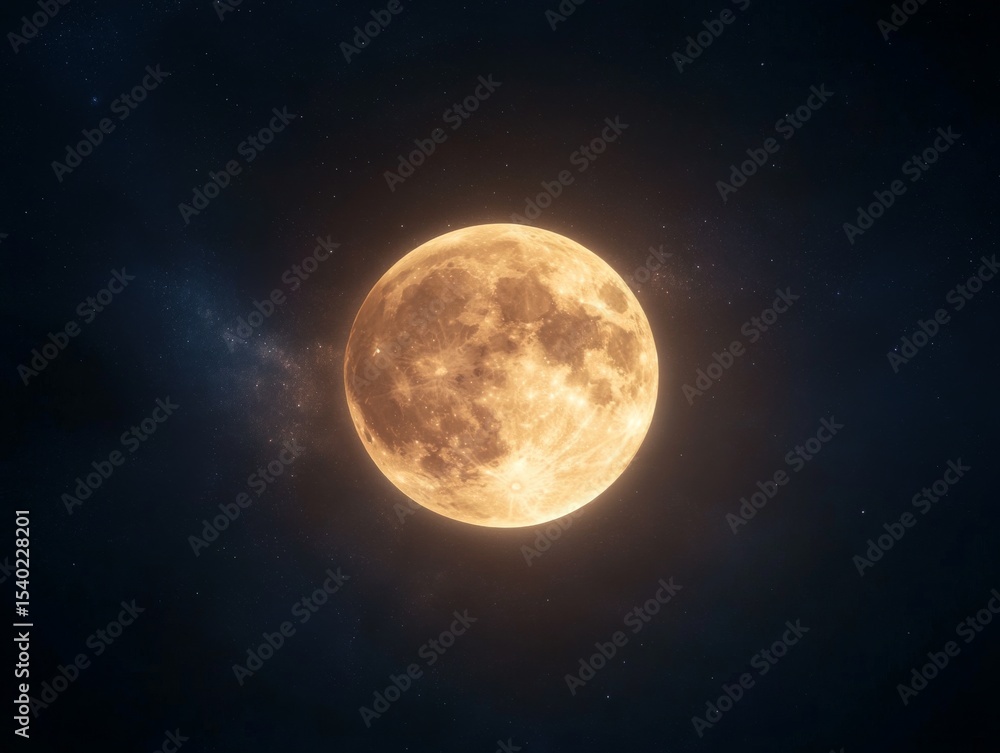 Fototapeta premium Celestial phenomena: full moon illuminated by northern lights in night sky