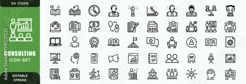 Consulting icon collection set. Containing design Trusted, Analysis, Knowledge, Advice, Strategy