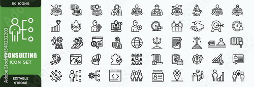 Consulting icon collection set. Containing design Trusted, Analysis, Knowledge, Advice, Strategy