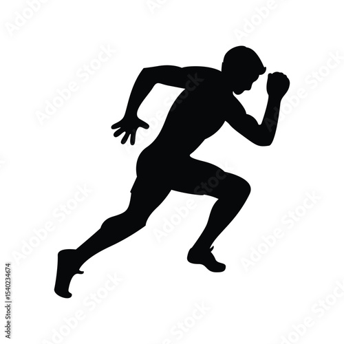 Male Runner Vector, Sprinting Athlete Silhouette for Fitness and Sports Art.