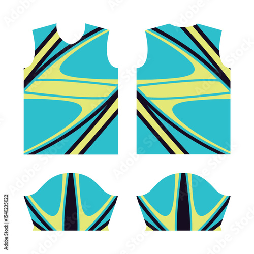 Modern sports jersey design, dynamic colors and geometric patterns, perfect for soccer, cycling, for teams or personal sports apparel