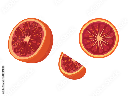Blood Orange. Flat vector clipart, illustration with isolated background.