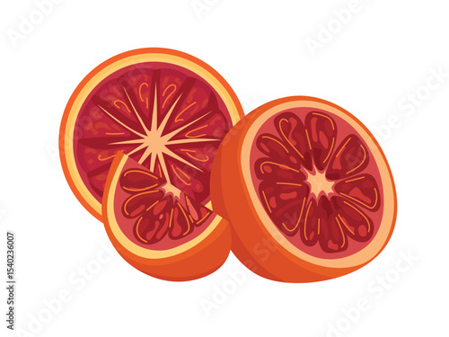Blood Orange. Flat vector clipart, illustration with isolated background.