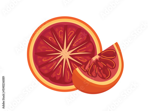 Blood Orange. Flat vector clipart, illustration with isolated background.
