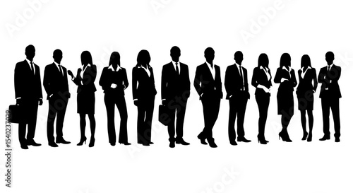 Powerful Silhouettes of a Diverse Business Team