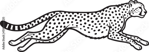 Stylized depiction of a cheetah in full stride vector outline image