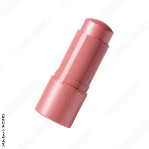 Floating cream blush stick rose tone on a solid white background