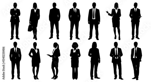 Collection of Silhouettes: Business People in Suits