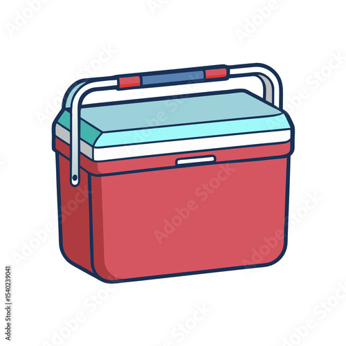 A red and blue insulated cooler illustration