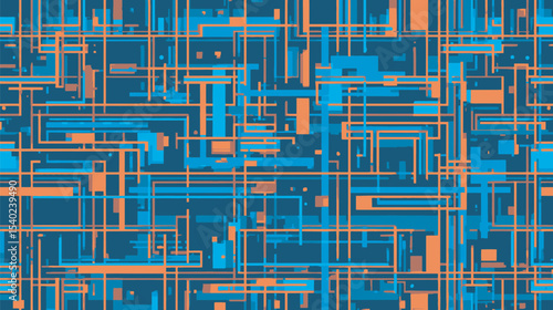 Abstract geometric lines intersect creating network pattern against dark background.