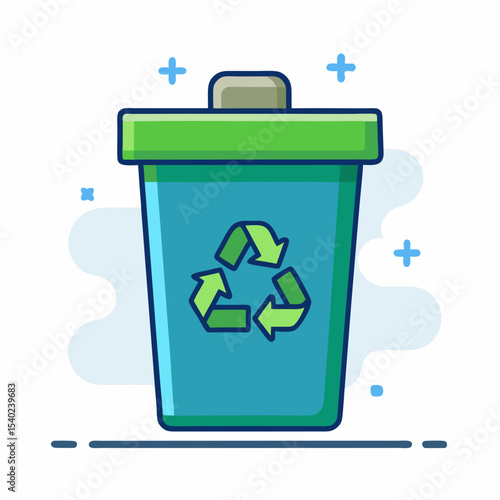 Cartoon Recycling Bin Illustration for Sustainable Waste Management and Environmental Awareness