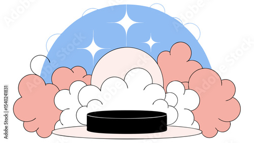Pastel Cloud Podium Background