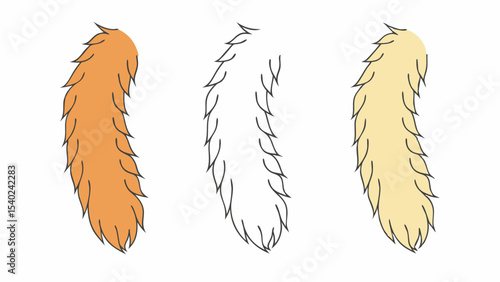 Three Fluffy Tails Orange, White, Beige