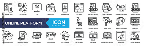 Online Platform Line Icon Collection