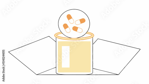 Pills Falling into Medicine Container
