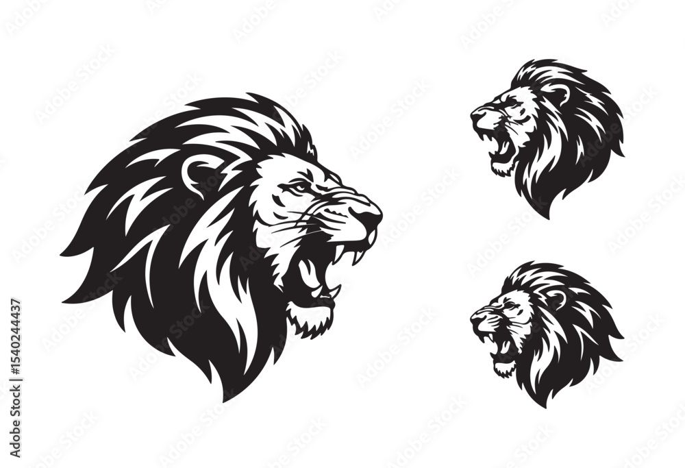 Majestic Lion Crest Vector – Symmetrical Black and White Silhouette Design Isolated on Transparent Background Majestic Lion Crest Vector – Symmetrical Black and White Silhouette Design Isolated on Transparent Background