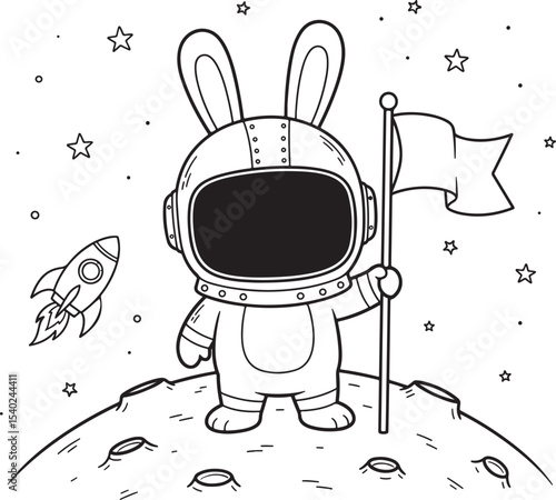 Lunar Leap A Whimsical Adventure of an Astronaut Rabbit in Space