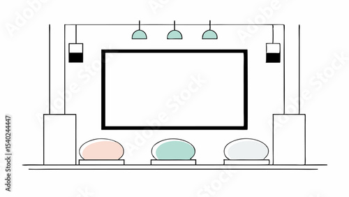 Minimalist Modern Gallery Interior Design Sketch