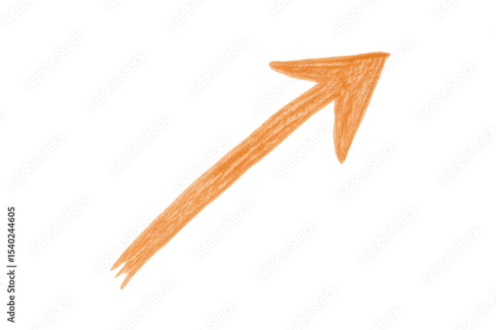 Diagonal hand-drawn upward arrow representing growth, progress, and positive trajectory against transparent backdrop Diagonal hand-drawn upward arrow representing growth, progress, and positive trajectory against transparent backdrop