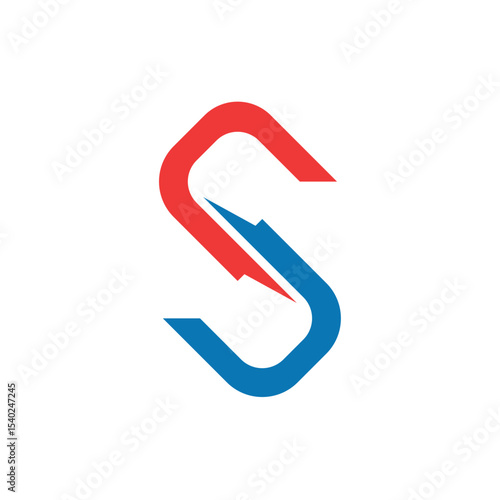 Modernist "S" Logo: A minimalist emblem, featuring a bold "S" shape crafted from vibrant red and blue elements. The sleek design exudes a sense of energy, direction, and modern identity.