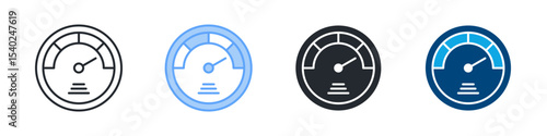 Speed Test Icon Set Multiple Style. Design In Outline, Blue, Glyph, Dual Tone